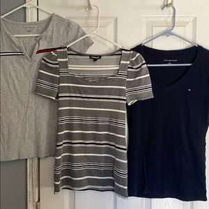Bundle of 3  shirts Express and 2 Tommy Hilfiger  Striped Shirts - Gray /Black